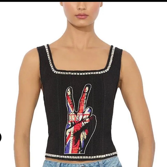Alice + Olivia Tops - Alice + Olivia Breslin Band Tee Corset Top